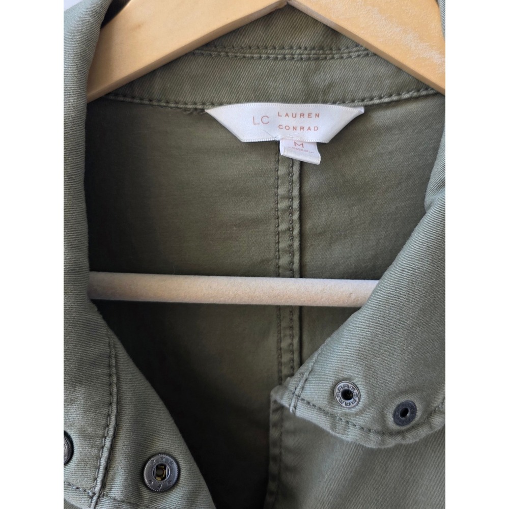 Olive Green Tie Waist Utility Jacket Womens M Lightweight Layer LC Lauren Conrad - Picture 4 of 7